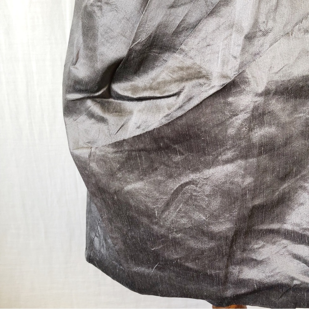 SISTE'S Size 8-10 Italian Grey Khaki Metallic Flax Blend Structured Dress Party - Picture 9 of 13